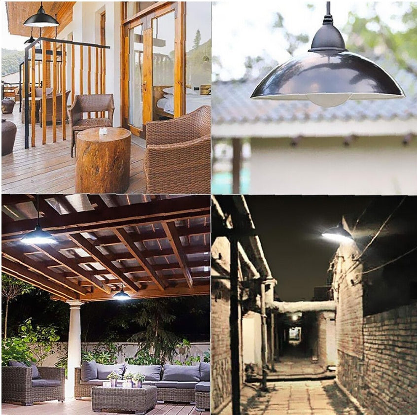 LED Solar Powered Pendant Hanging Light Lamp Outdoor Garden Yard Shed Lighting