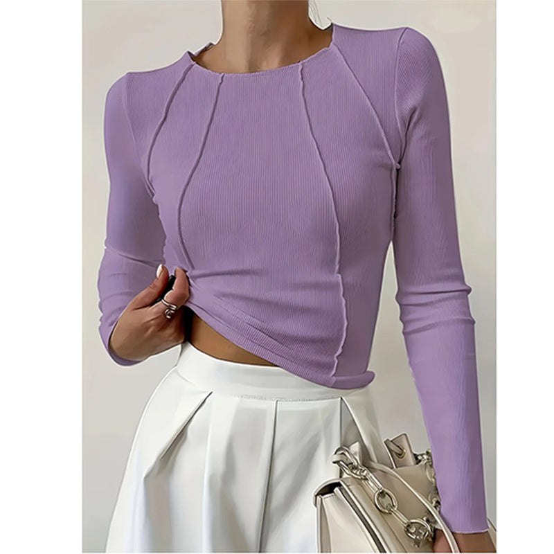 Women Long Sleeve T Shirts Crewneck Slim Fit Tops Going Out Fall Fashion Basic Tee