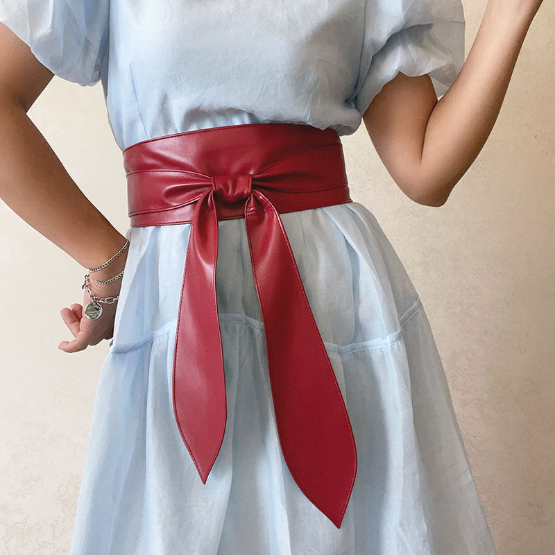 PU Wide Belt Coat Decoration Bandage Waist Seal With Dress