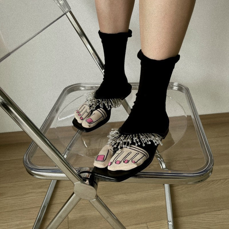 Thin Pure Cotton Cartoon Personality Japanese Style Toe Socks