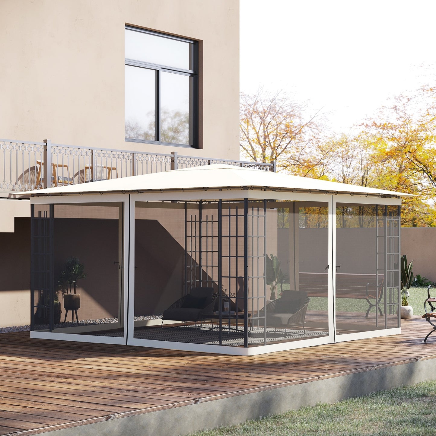 Outsunny 13' X13' Replacement Mesh Sidewall Netting For Patio Gazebos And Canopy Tents With Zippers