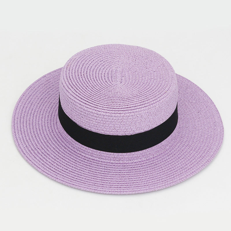 21 Color Square Buckle Dome Panama Lafite Flat Straw Hat