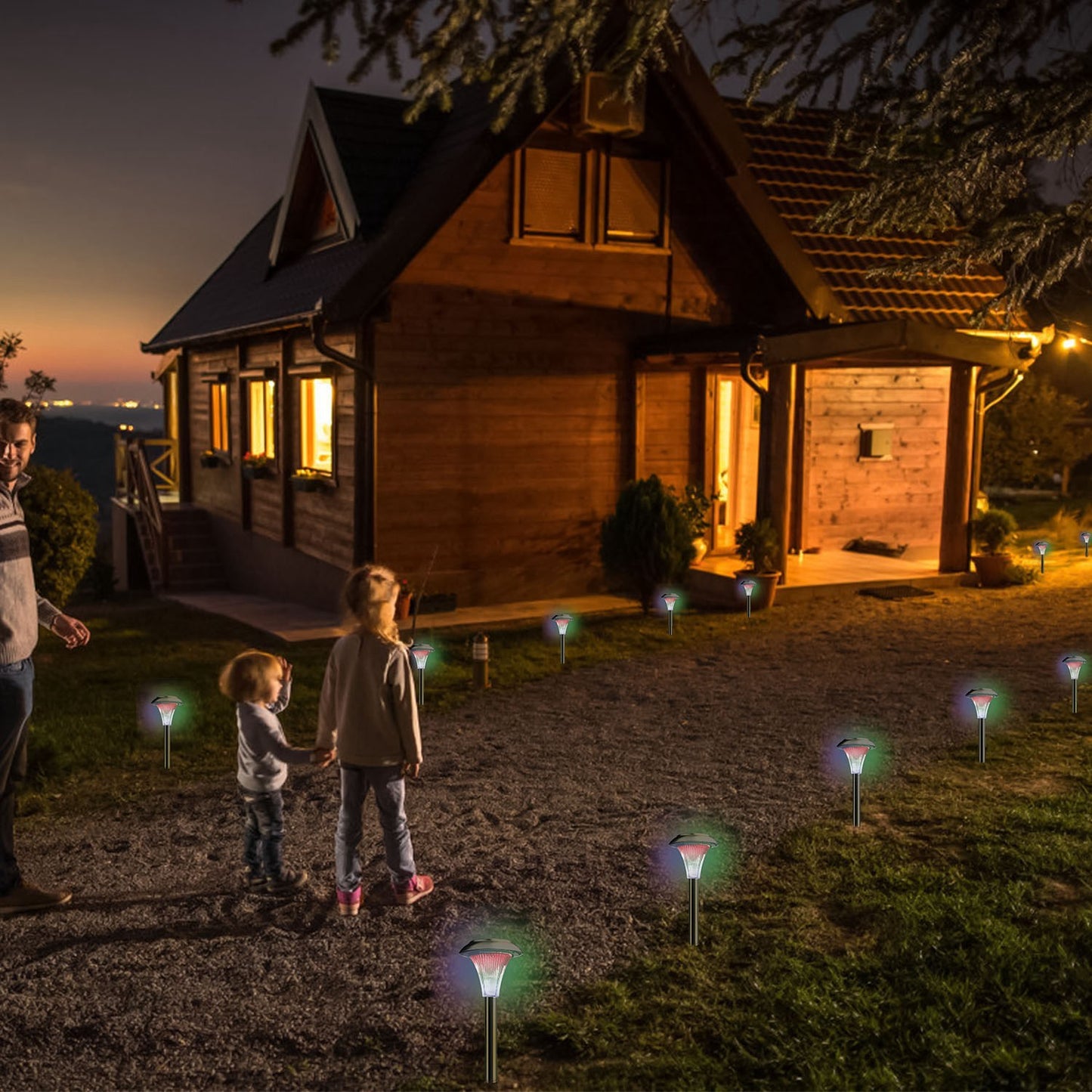 12Pcs 8Pcs 4Pcs Solar Garden Lights IP44 Waterproof 7 Color Changing For Yard Driveway Walkway