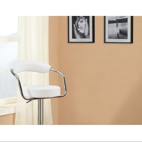 Contemporary Style White Color Bar Stool Counter Height Chairs Set Of 2 Adjustable Swivel Kitchen Island Stools