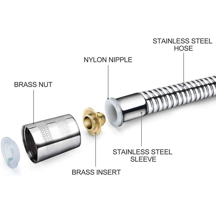 PVC Shower Hose 59 In Extra Long Smooth Handheld Shower Hose Flexible Anti-Kink Handheld Shower Head Hose With Brass Spin Inner Core White