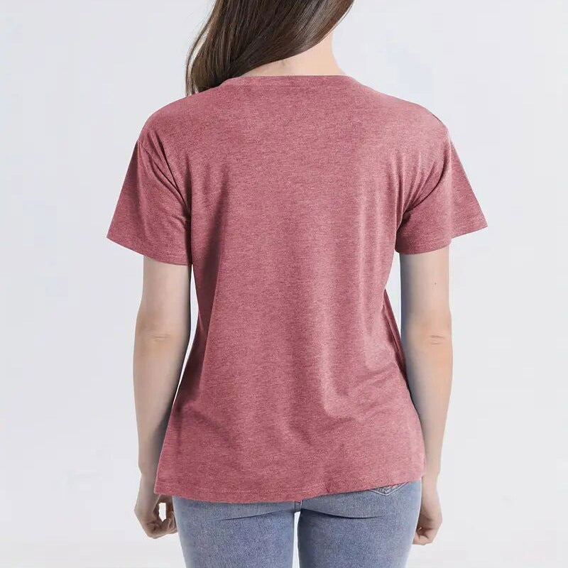 Women's Round Neck Short Sleeve T-Shirt With Colorful Elephant Print, Casual Summer Top