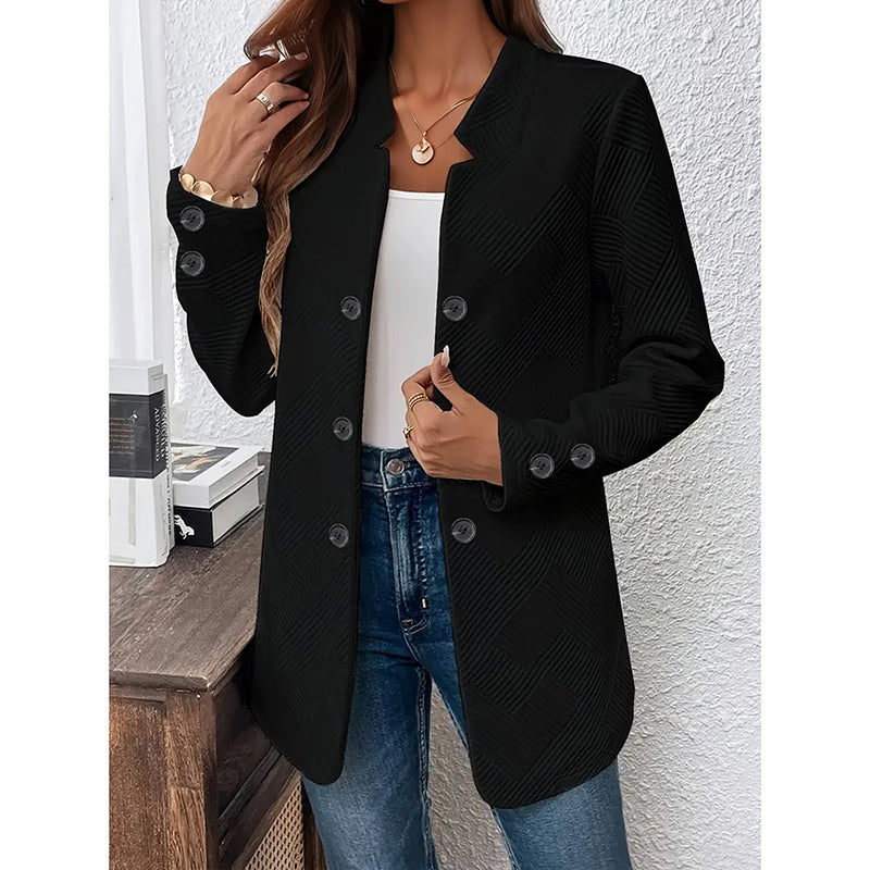 Women's Casual Business Open Front Cardigan Coat Long Sleeve Notch Collar Office Blazer Jacket