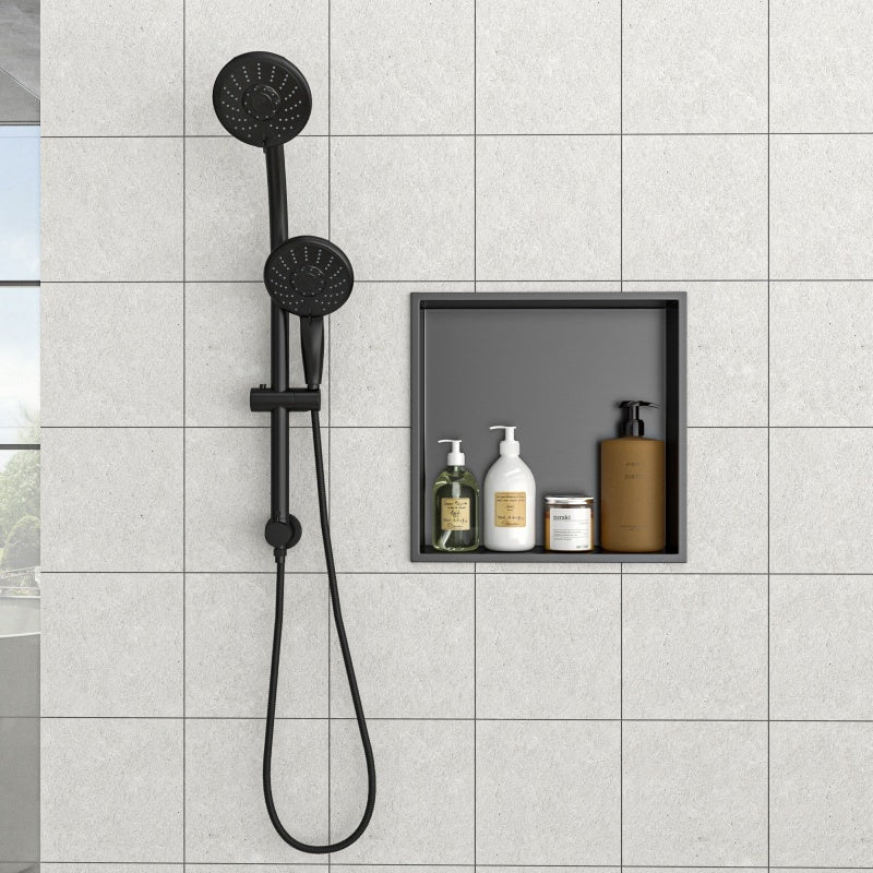 15 X 15 In Stainless Steel Shower Niche - Gunmetal Black, Waterproof, Easy Installation, Corrosion-Resistant
