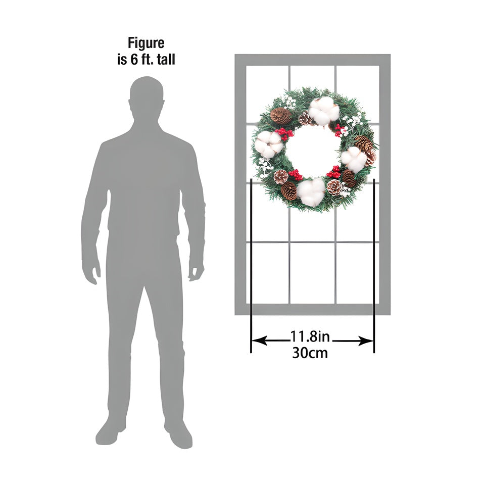 1 Piece Of 11.8-inch Pine Cone Wreath, With Different Types Of Accessories, Suitable For Decorating Pet Rooms And Doors