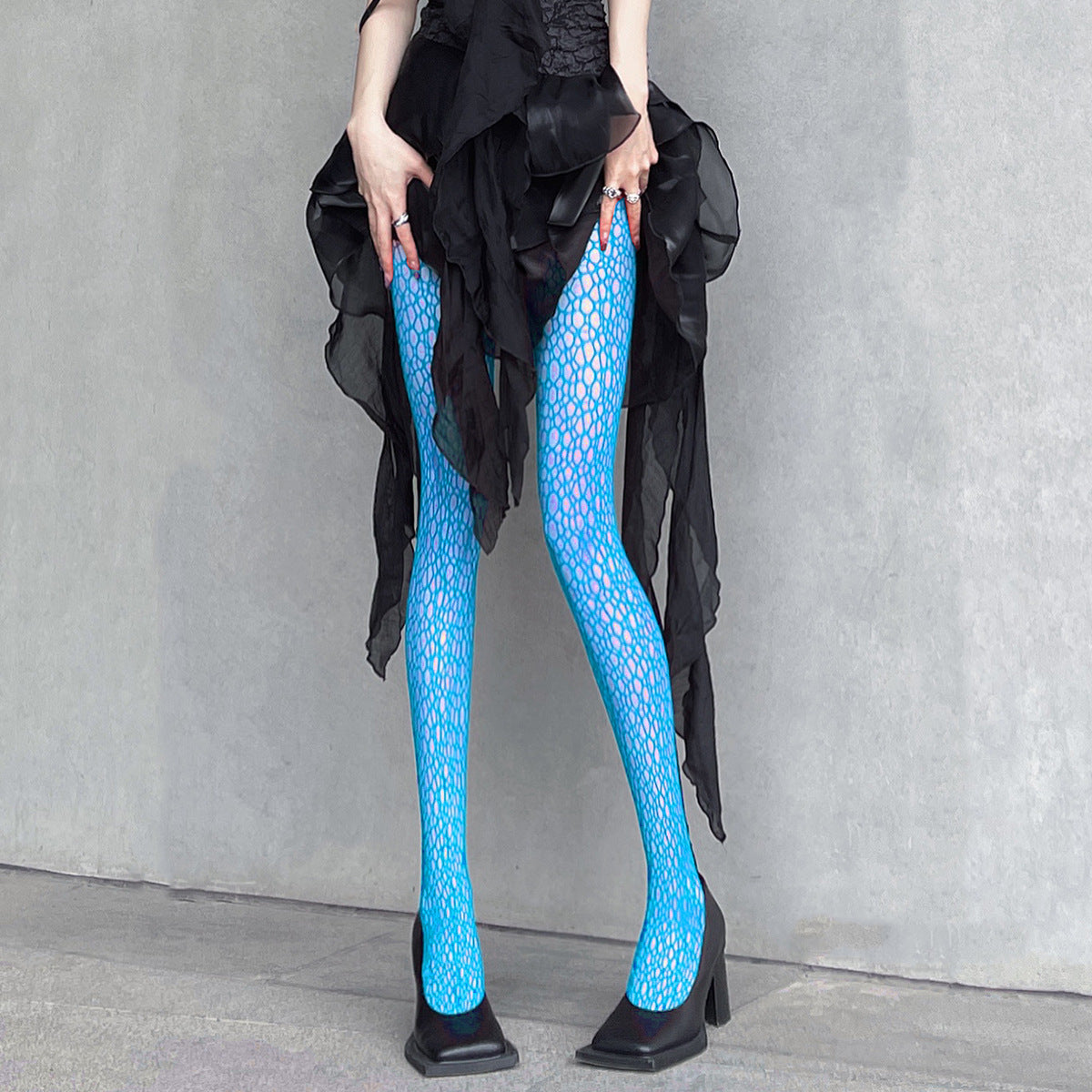 Pierced Black Sexy Mermaid Cobweb Socks Leg Beauty