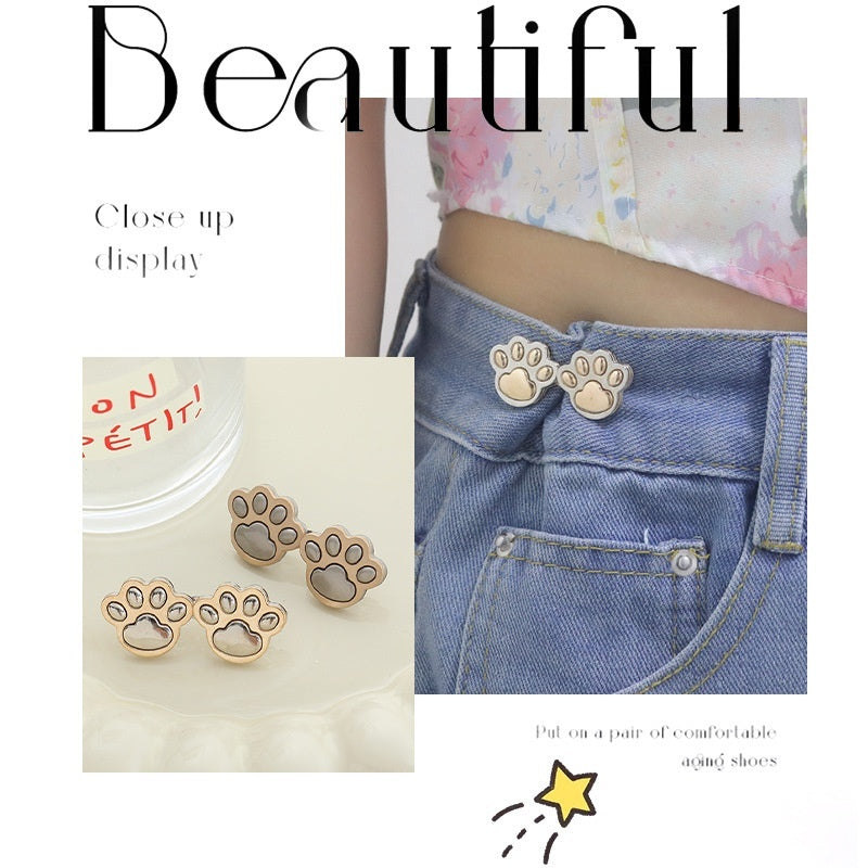 Cute Cat Claw Belt Buckle A Pair Of Buckles Detachable Waist Adjustable Button