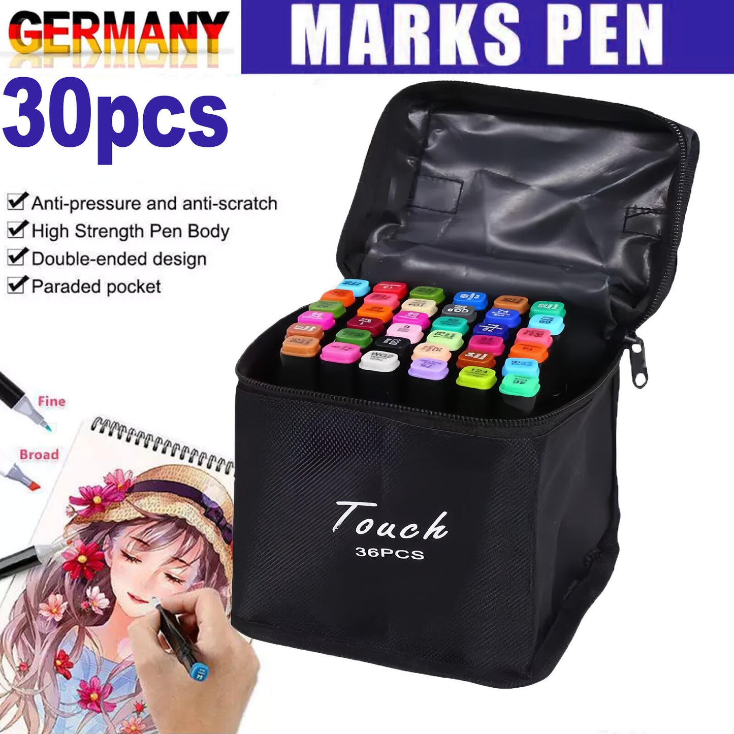 30 Color Acrylic Pens Marker Set Permanent Pen For DIY Graffiti Sketch Dual