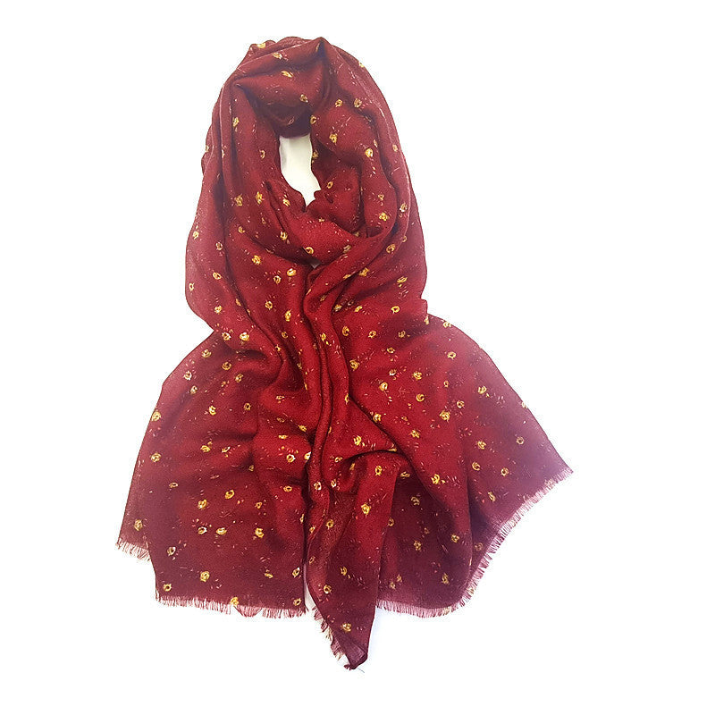 Small Floral Scarf Woven Silk Screen Printing Women's Shawl
