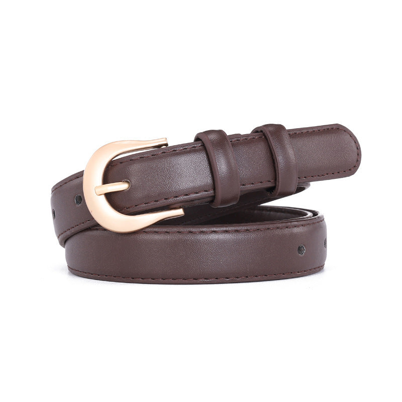 Semicircle Pin Buckle Belt Women's All-match Decorative Cow
