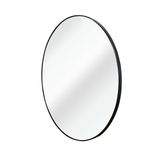 Black  16 Inches Metal Round Bathroom Mirror