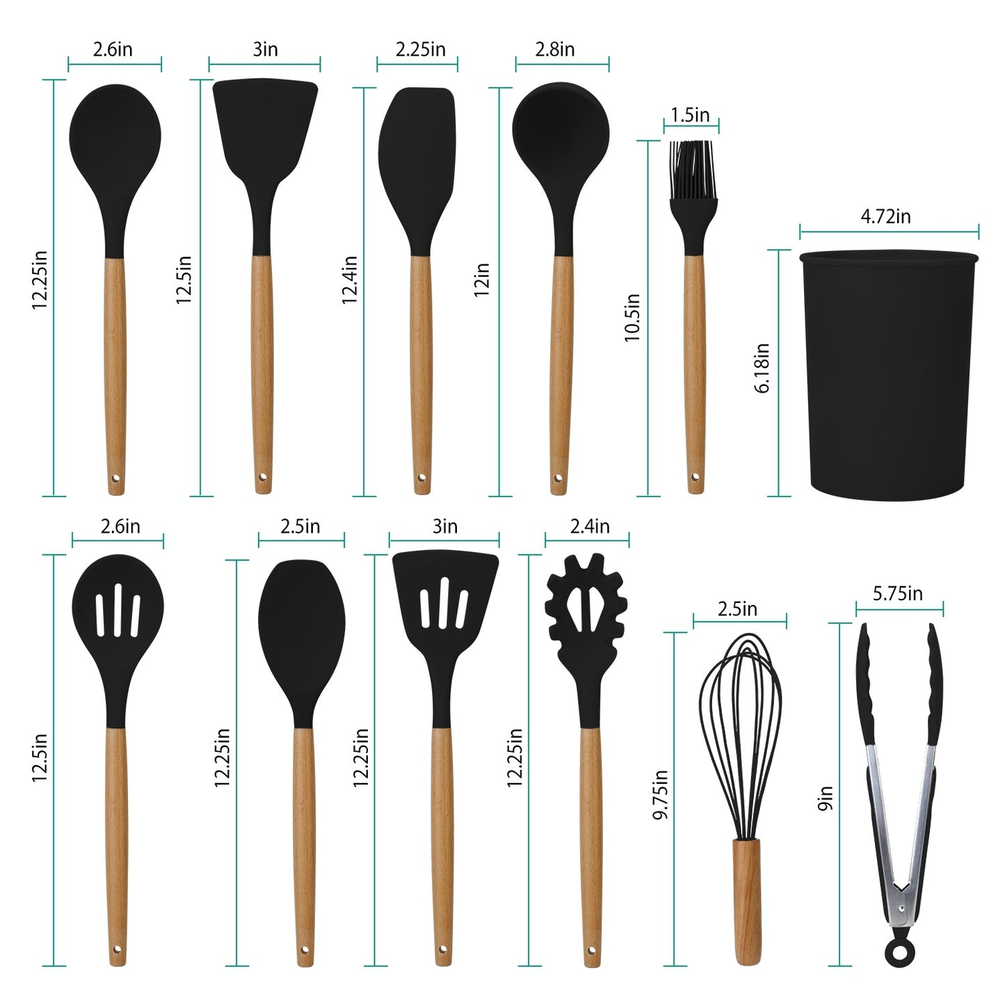 11 Piece Silicone Cooking Tool Set