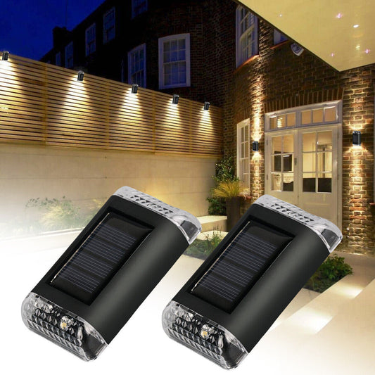 2Pcs Solar Powered Wall Lights Led Super Bright Door Fence Outdoor Garden Lamp White Ligth