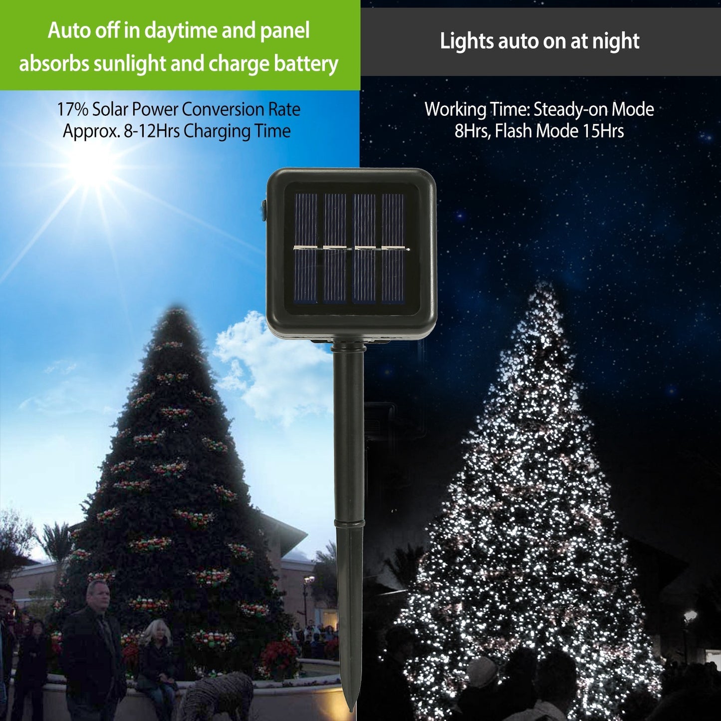 1Pc 200 LED 22M Solar String Lights With 8 Lighting Modes IP44 Waterproof For Christmas Wedding Party Garden Yard Decor