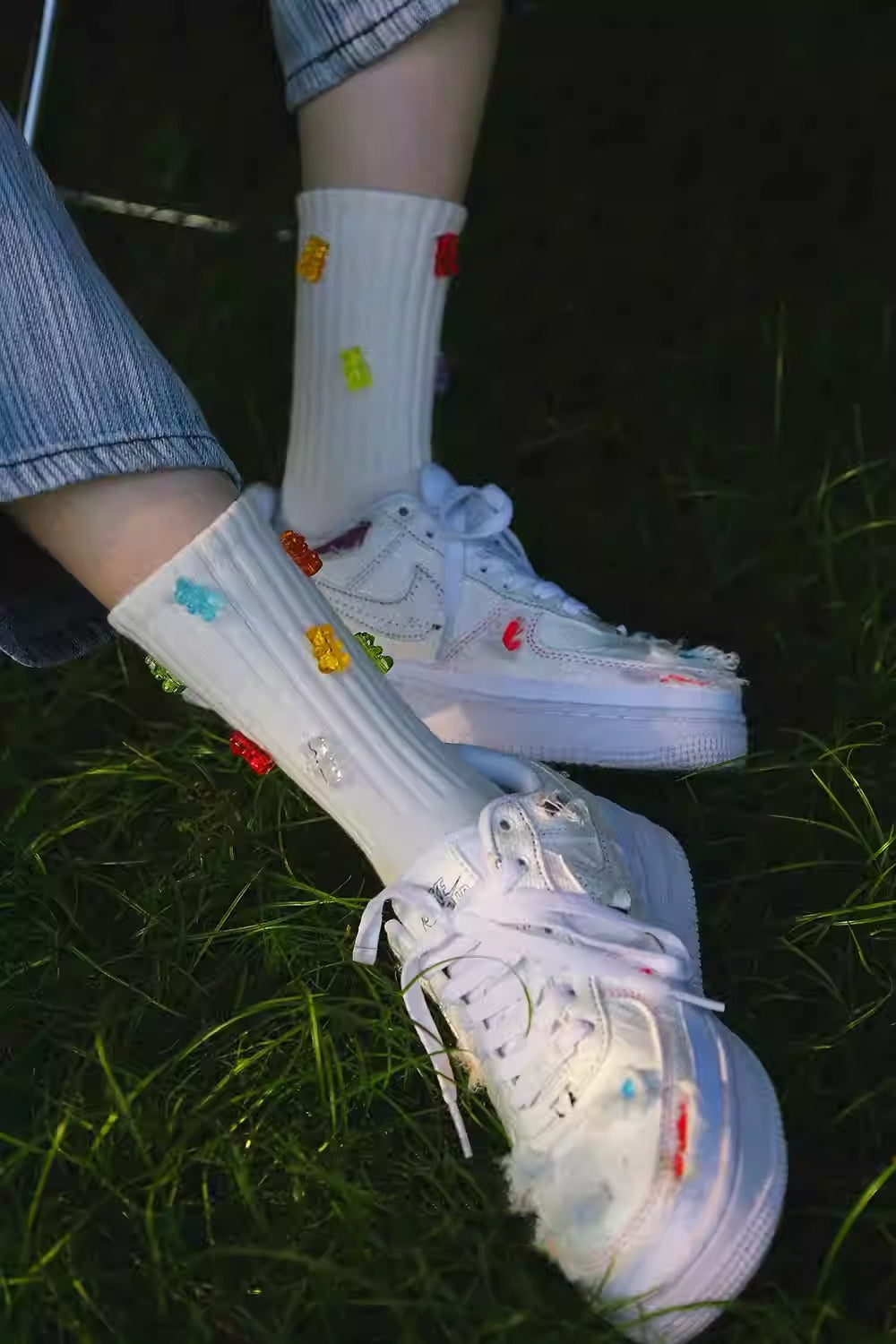 Colorful Cute Bear Three-dimensional Soft Candy Cotton Sports Mid-calf Socks