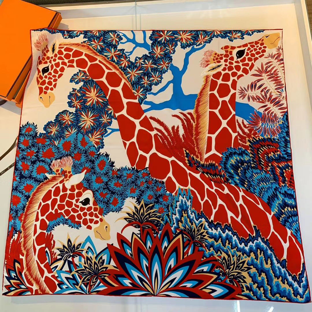 Handmade Hemming Twill Silk Printed Shawl