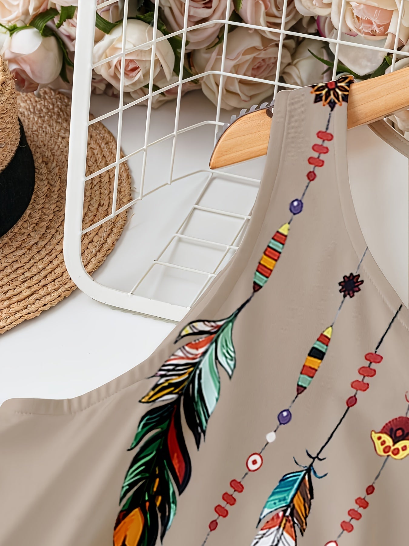 Self-pick-up Plus Size Women'S Floral Print V Neck Casual Sleeveless Dresses  Only Self-pickup Is Supported