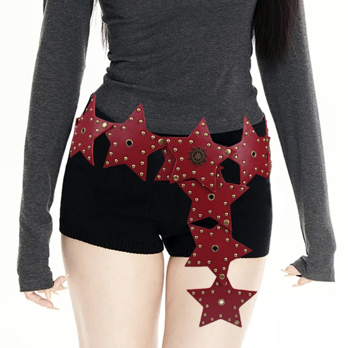 Exaggerated Waist Seal Five-pointed Star Patchwork Retro Street Women