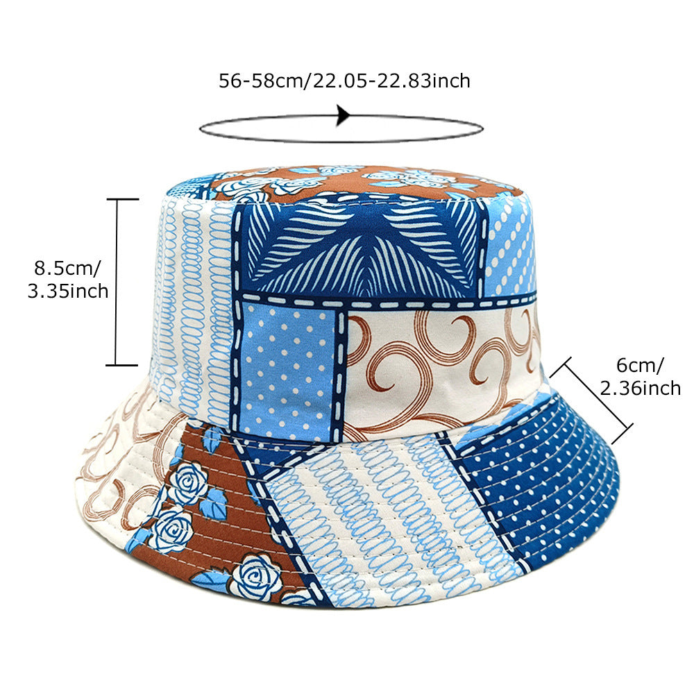 Geometric Bucket Hat Color Matching Printing Double-sided Wear Bucket Hat