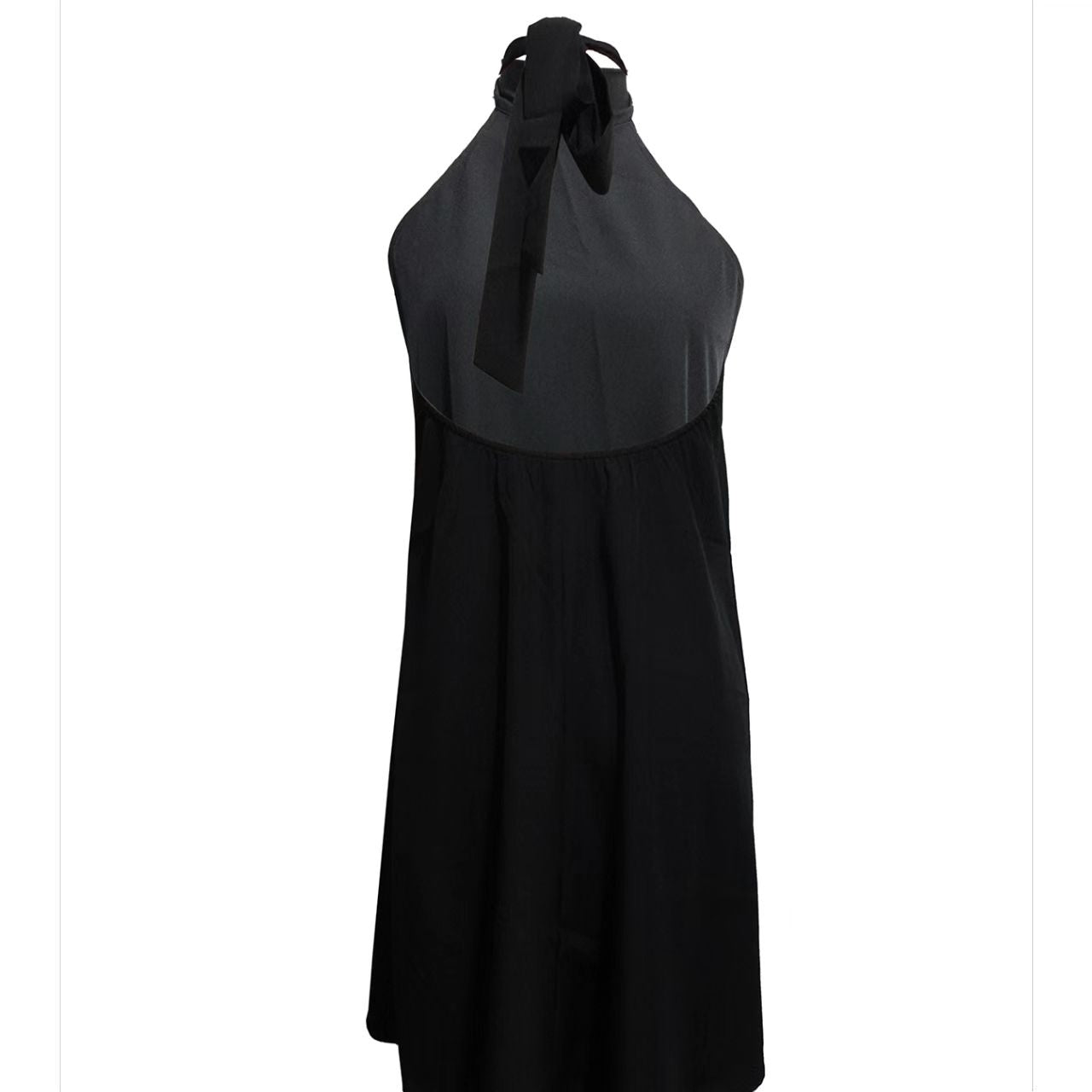 Women's Solid Color Neck Hanging Black Sexy Dress