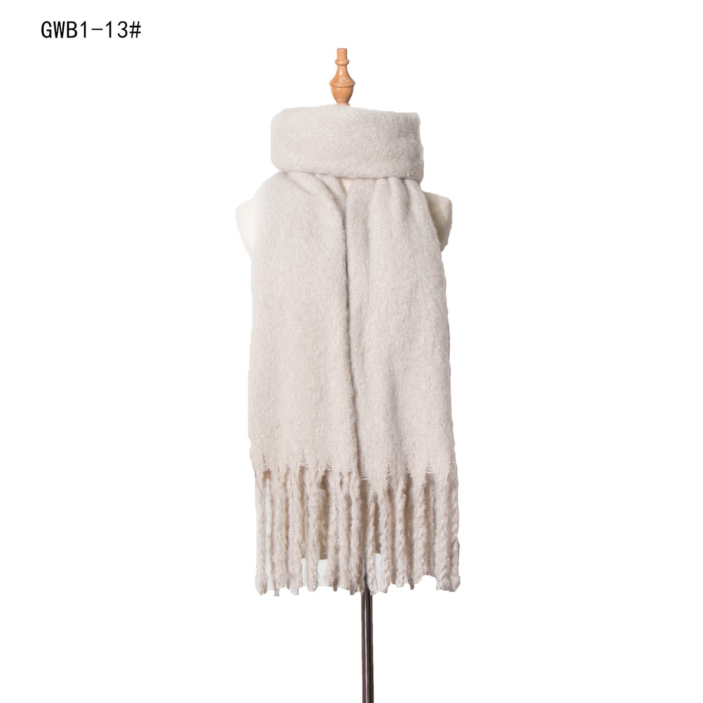 New Style Thick Fringed Circle Sand Solid Color Scarf For Ladies