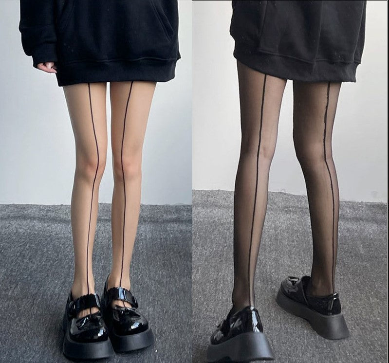 Women's Retro Front And Back Wearable Vertical Stockings