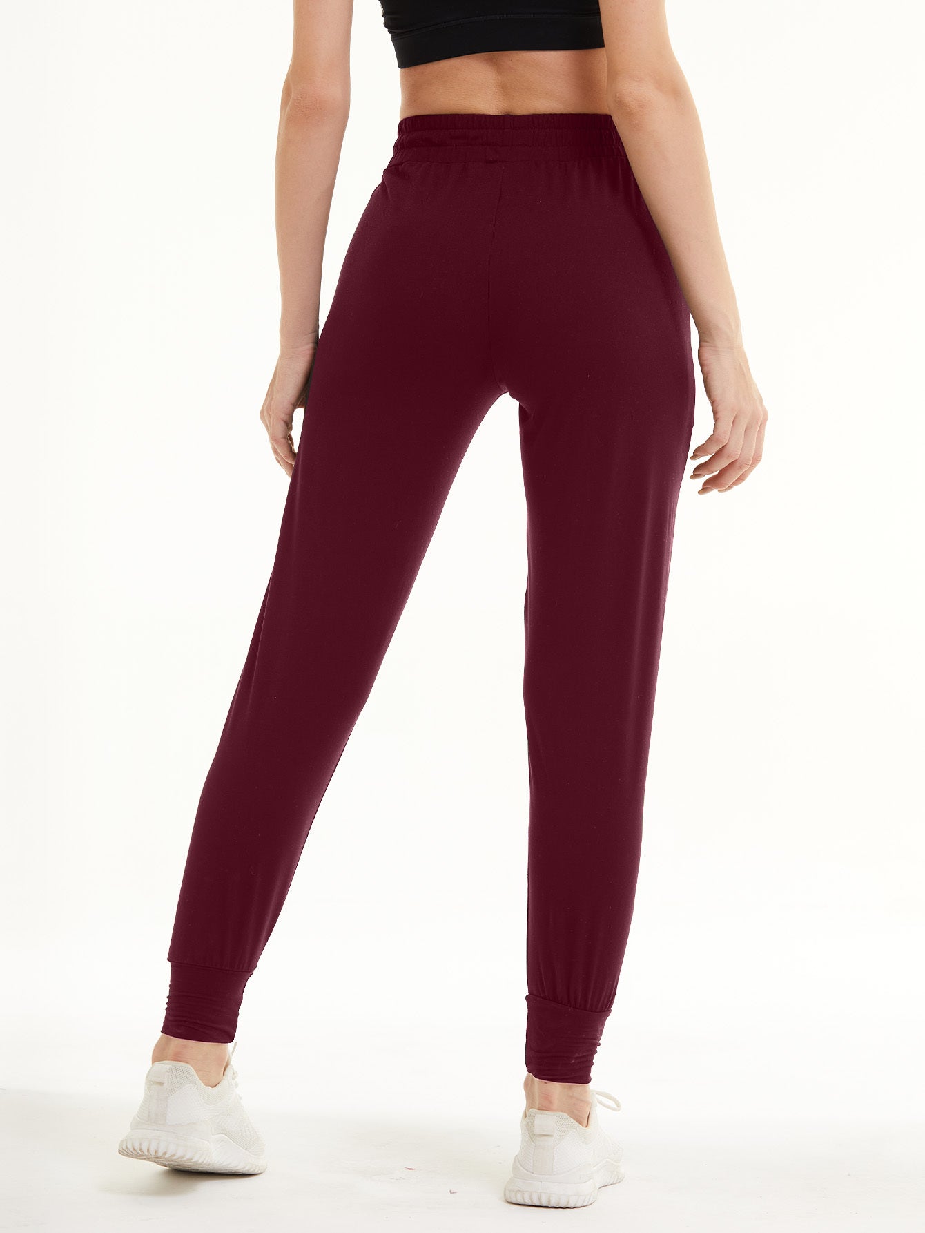 Sweatpants - Cropped New Solid Color Deep Crimson