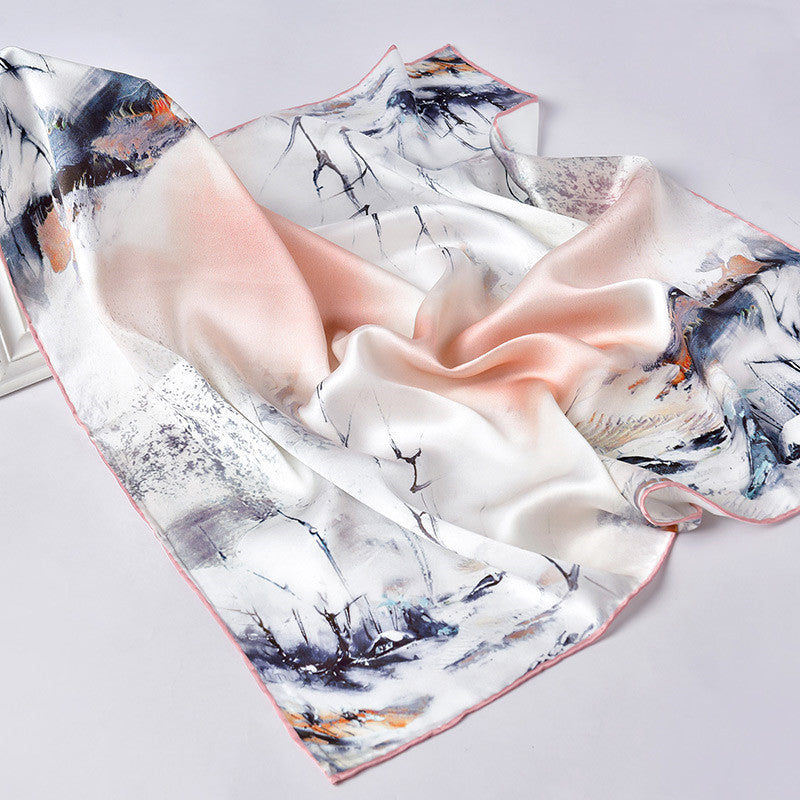 Silk Women's Square Scarf Exquisite Design Pattern Printing