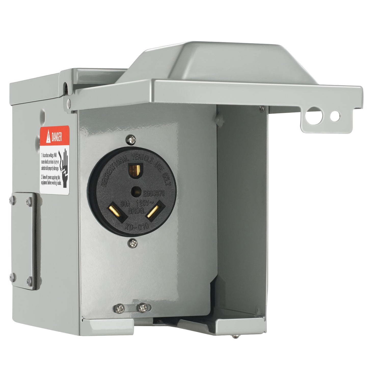 VEVOR 30 Amp RV Power Outlet Box, 125 250 Volt, Enclosed Lockable Outdoor RV Receptacle Box, NEMA TT 30R Weatherproof Electrical Panel, For RV Camper Trailer Motorhome Tested To UL Standards
