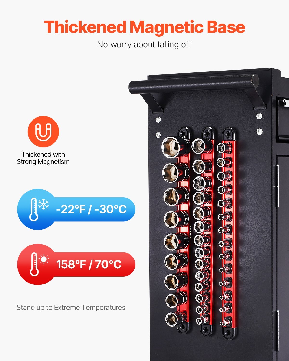 Socket Organizer Rail Set 3PCS Aluminum Socket Organizers With 40 Clips