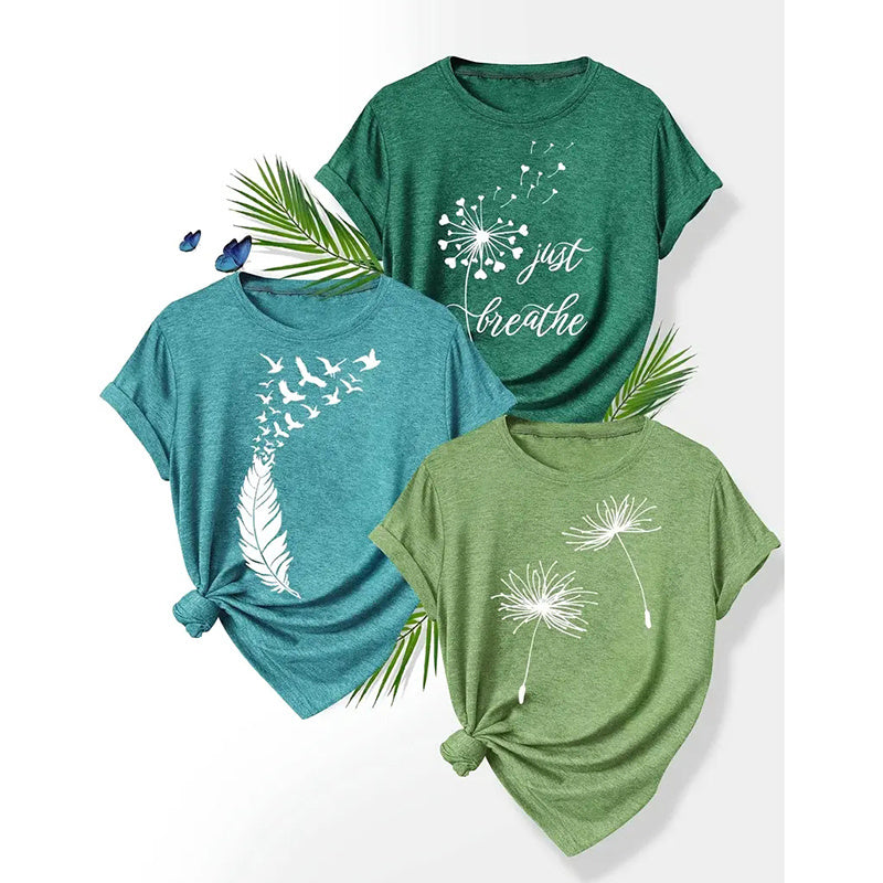 3PCS Women's Love Heart Leopard Graphic Print Tee Short Sleeve Crew Neck T Shirt Casual Summer Tops