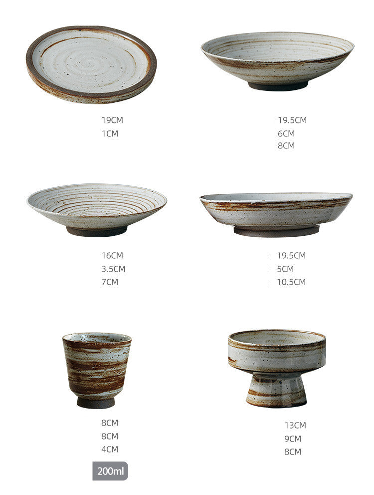 Personalized Rice Bowls Retro Stoneware Dishes Homestay Cooking Tableware