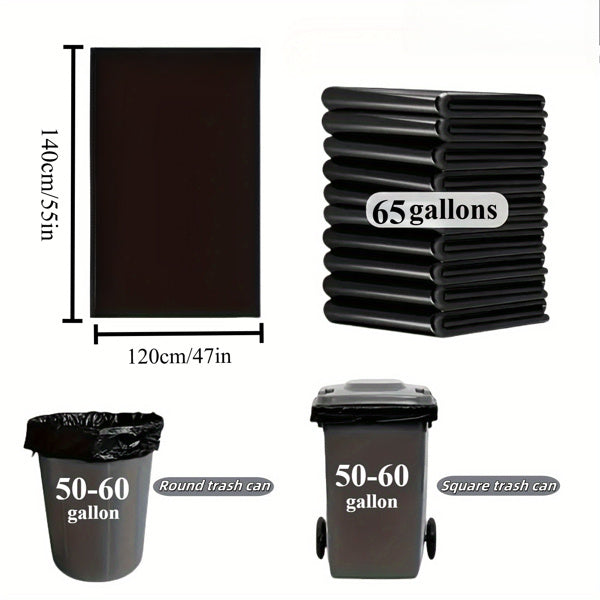 65 Gallon Heavy Duty Black Trash Bags - 1.9mm Thickness 50 Pcs, No Shipping On Weekends, Amazon Banned