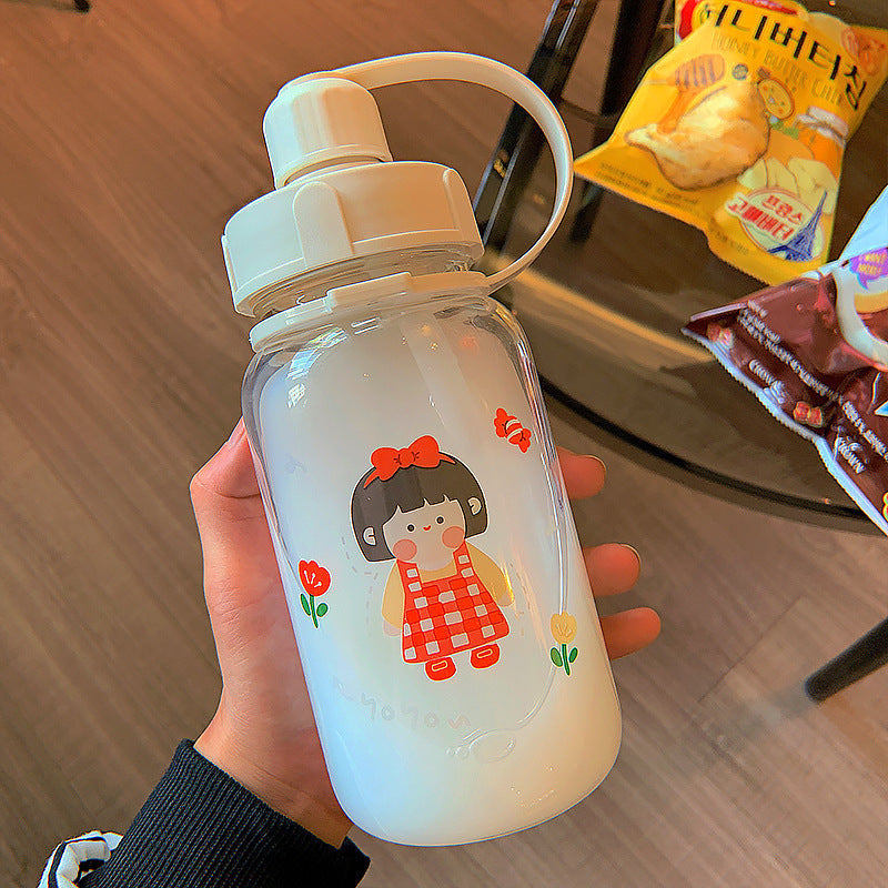 Cute Cartoon Transparent Glass Student Girl Heart Korean Version Ins Wind Portable Heat-resistant Milk Cup