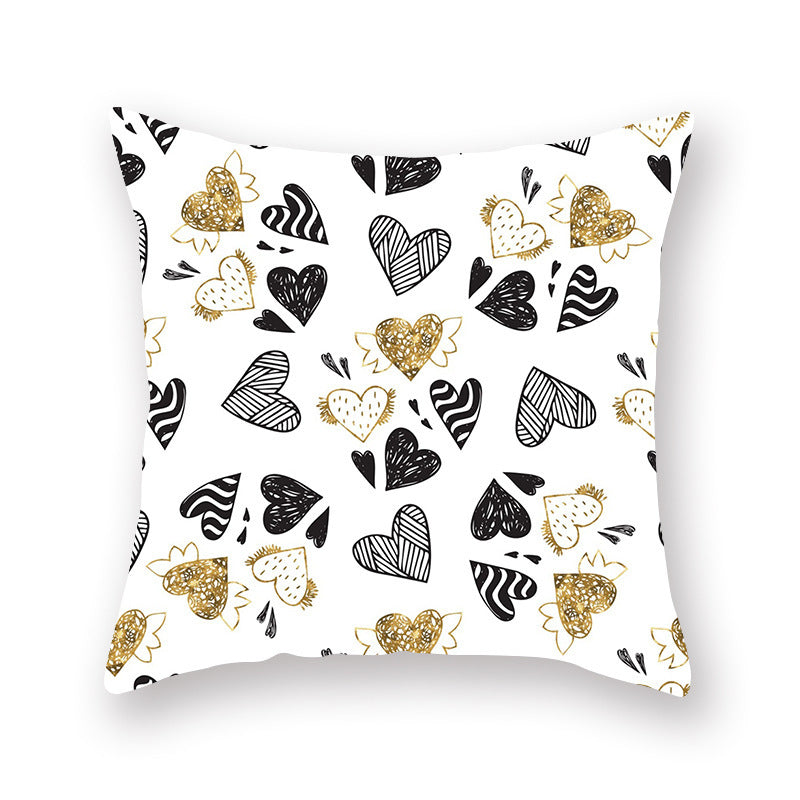 Golden Valentine's Day Peach Skin Pillowcase