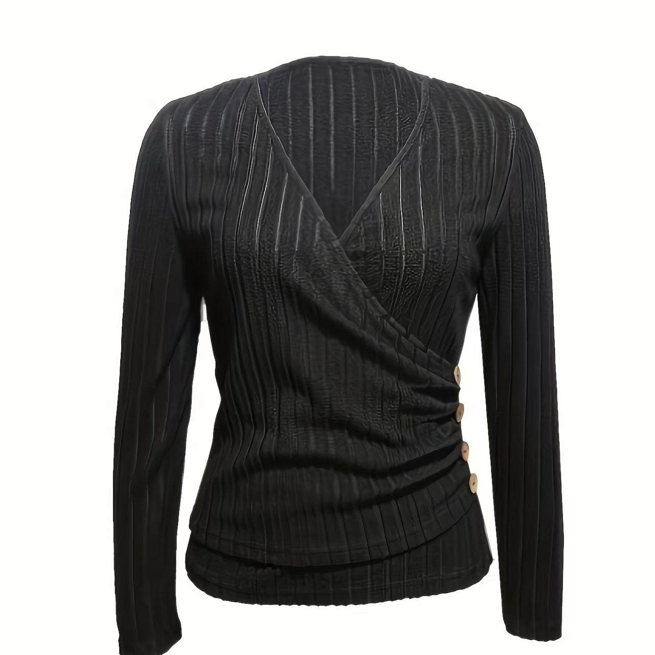 Women's Solid Color Fashion New Product V-neck Pleated Top