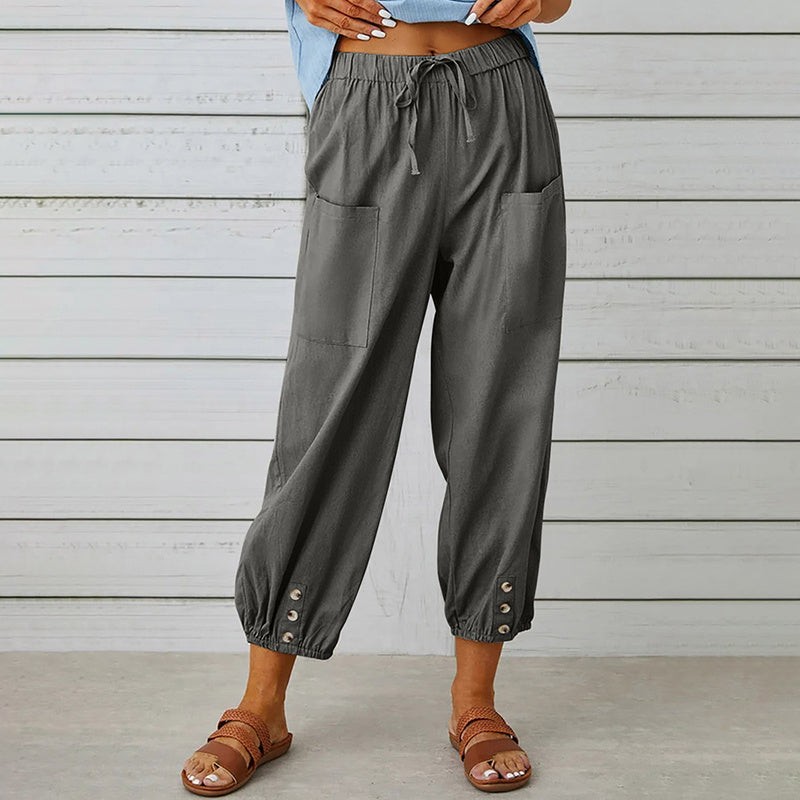 Effortless Drawstring Capris - Women's Wide Leg Casual Summer Pants With Adjustable Waist