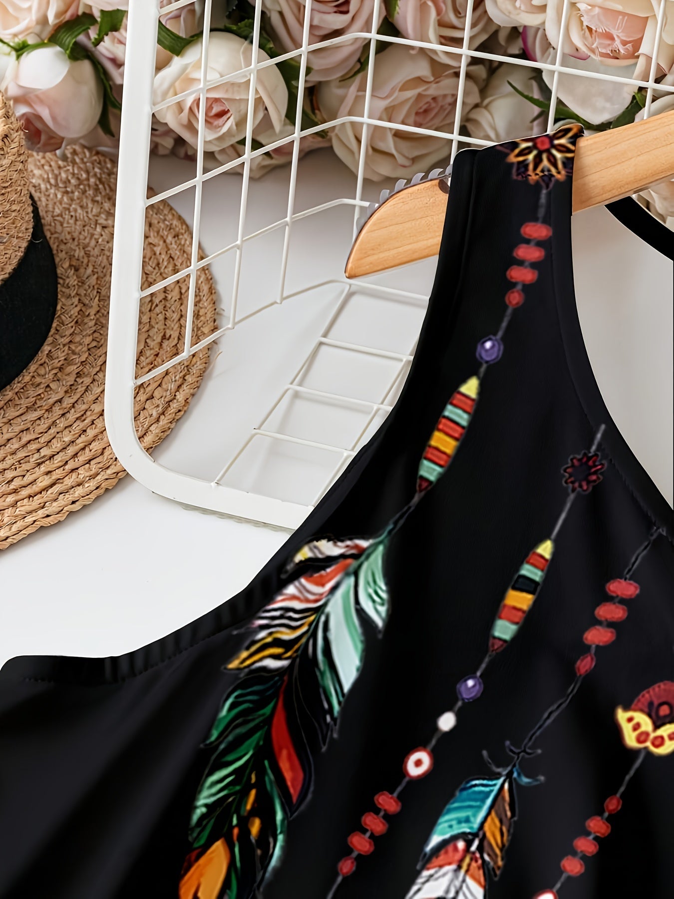 Self-pick-up Plus Size Women'S Floral Print V Neck Casual Sleeveless Dresses  Only Self-pickup Is Supported