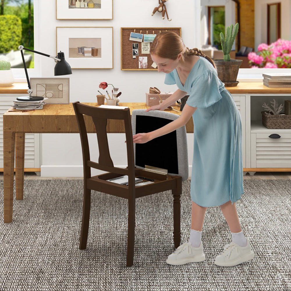 Kitchen Dining Chair With Linen Fabric And Storage Space