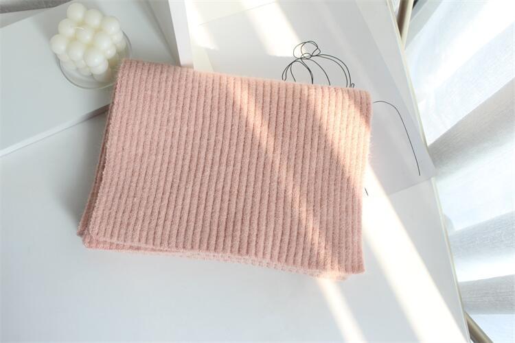Solid Color Knitted Mid-length Warm Wool Scarf