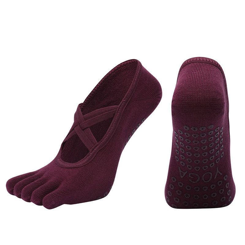Cross-border Women's Non-slip Five-finger Yoga Socks Live Broadcast Body Dance Aerobics Pilates Fitness Sports Socks