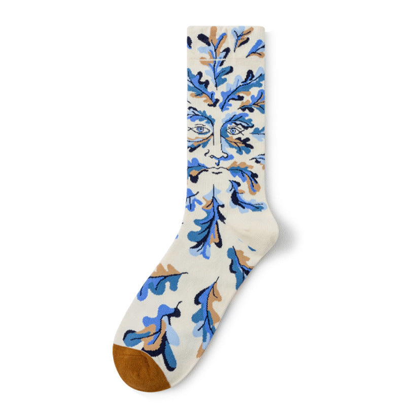 Retro Trendy Autumn And Winter Abstract Art Socks Europe And America Creative Combed Cotton