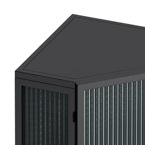 Floor Standing Cone-shaped Cabinet With Tempered Glass Doors And Storage Shelves