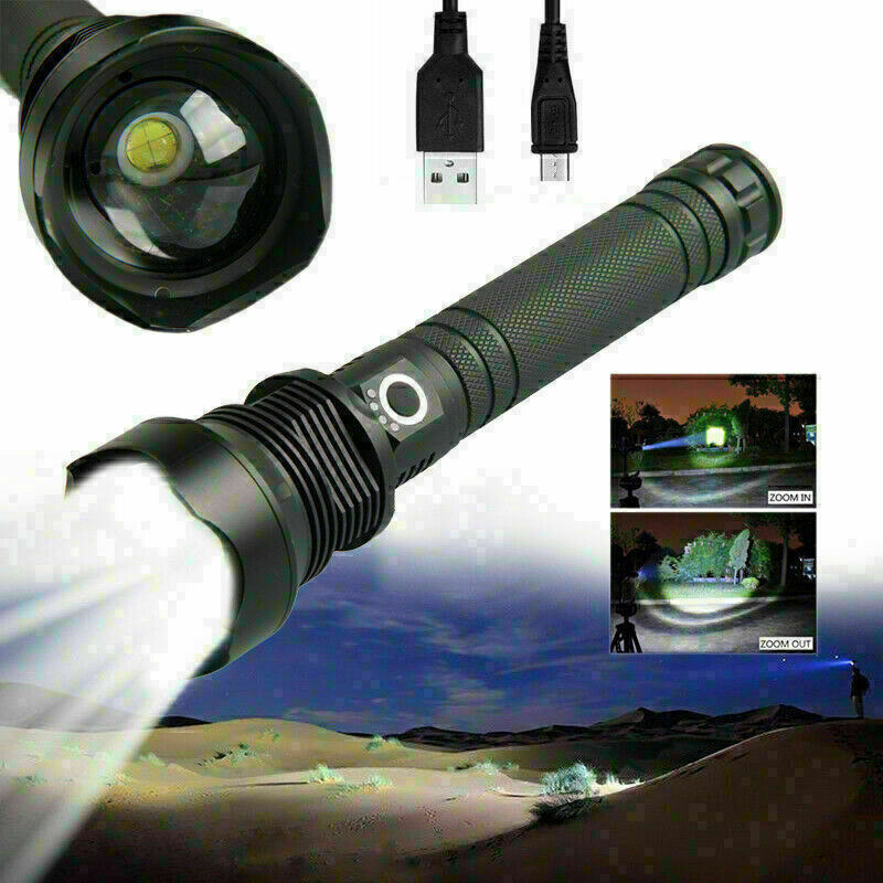 Super Bright Torch 2500000LM LED Flashlight USB Rechargeable Tactical Lights