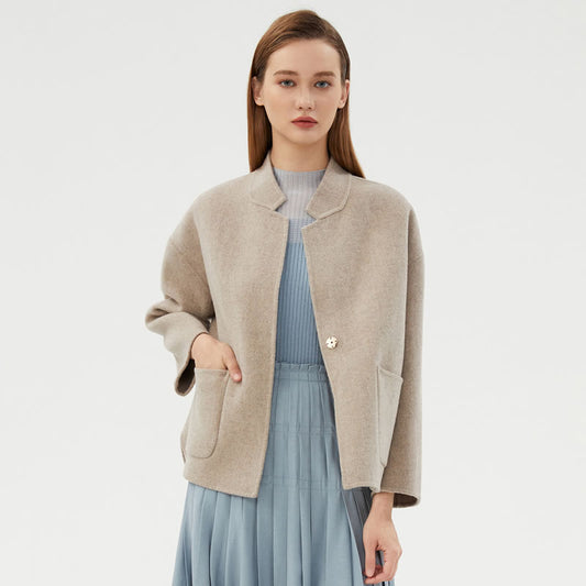 Small Stand Collar Loose Plus Size Small Woolen Easy Matching Coat