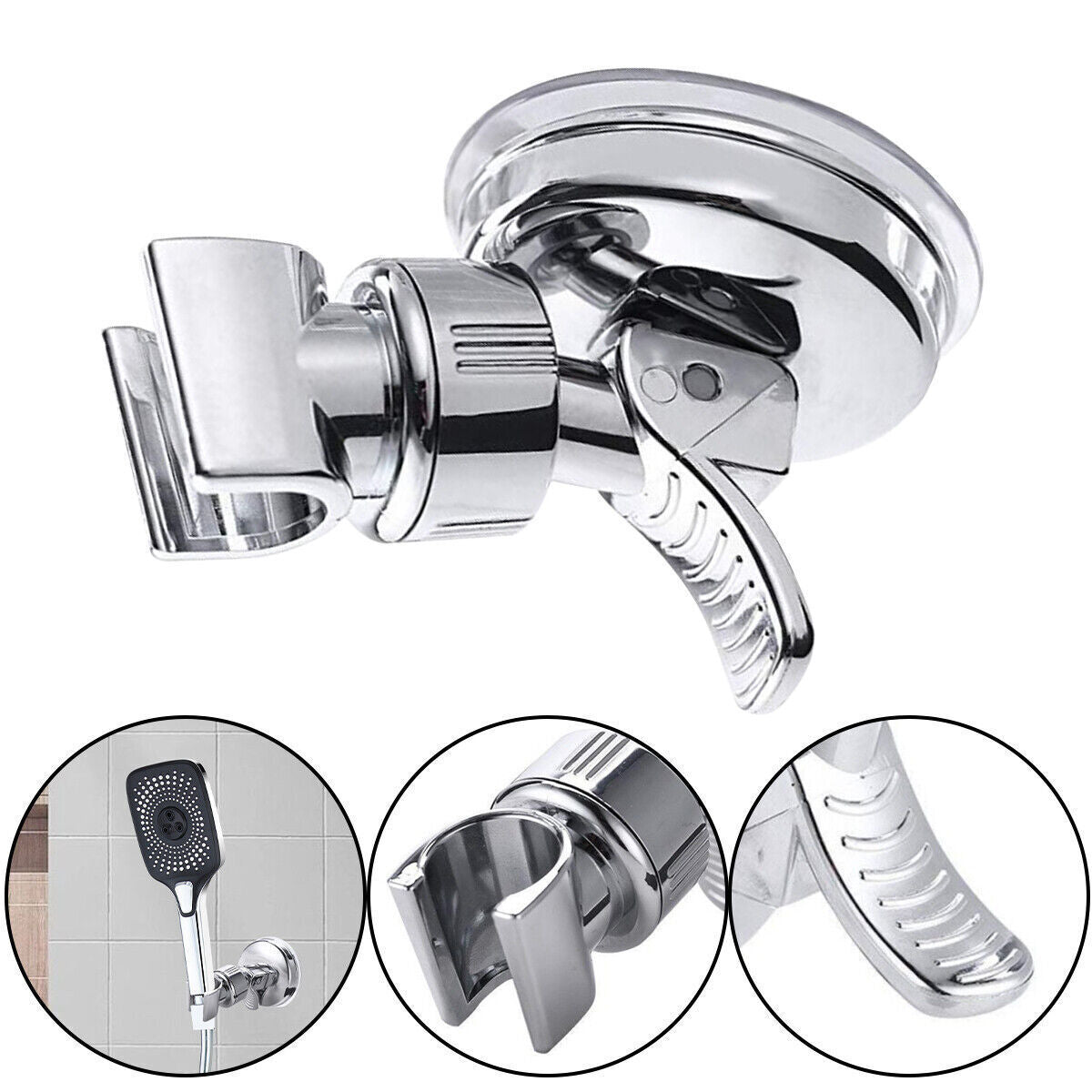 Shower Handset Head Holder Bath Wall Mounted Adjustable Suction Bracket Kit UK